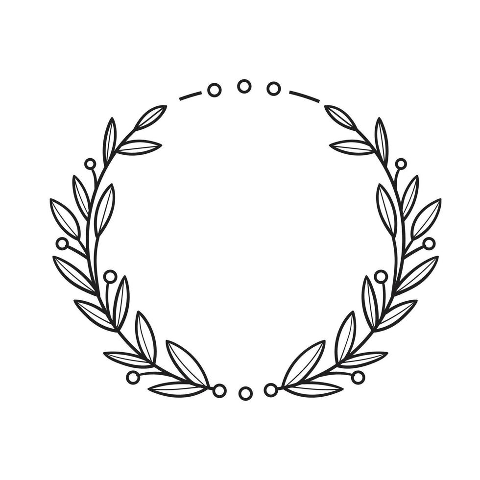 Vector isolated circle floral frame line art illustration
