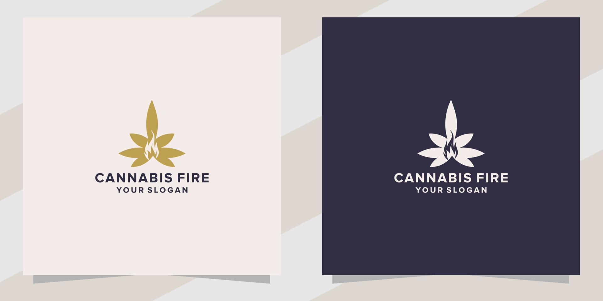 plantilla de logotipo de cannabis con fuego vector