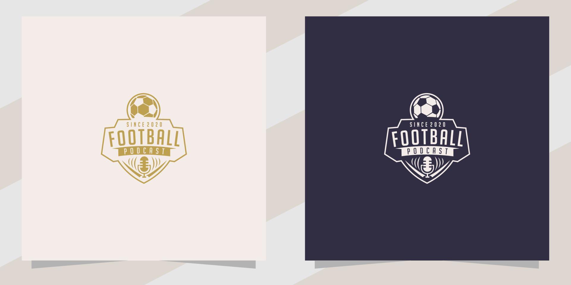 Soccer football with podcast logo design template vector