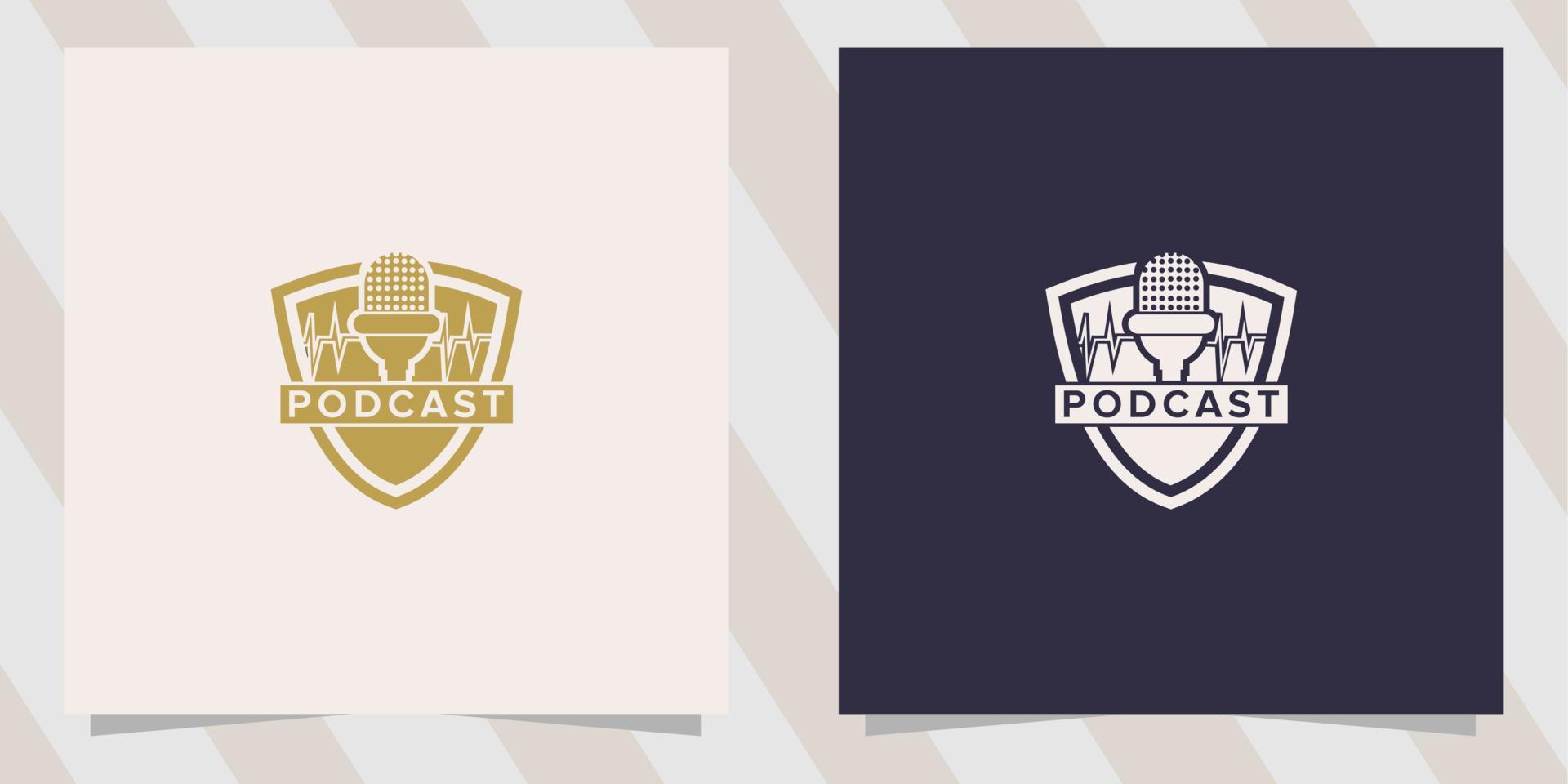 podcast logo design template vector