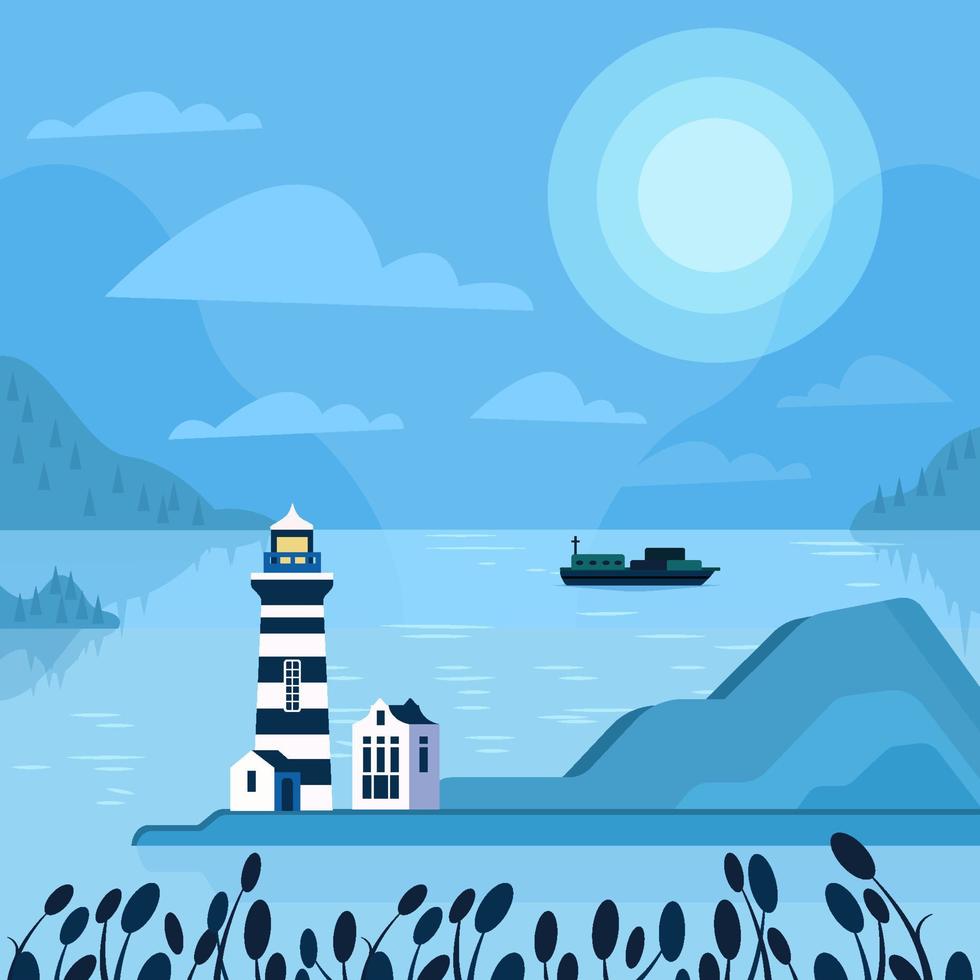 Light House On The Sea Concept vector