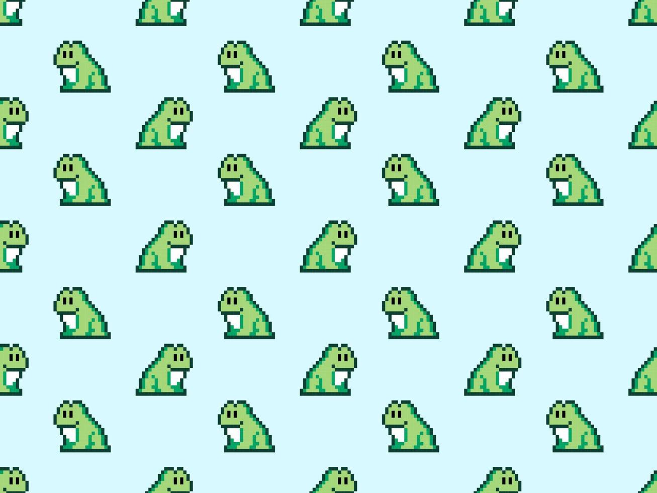 Frog cartoon character seamless pattern on blue background. vector