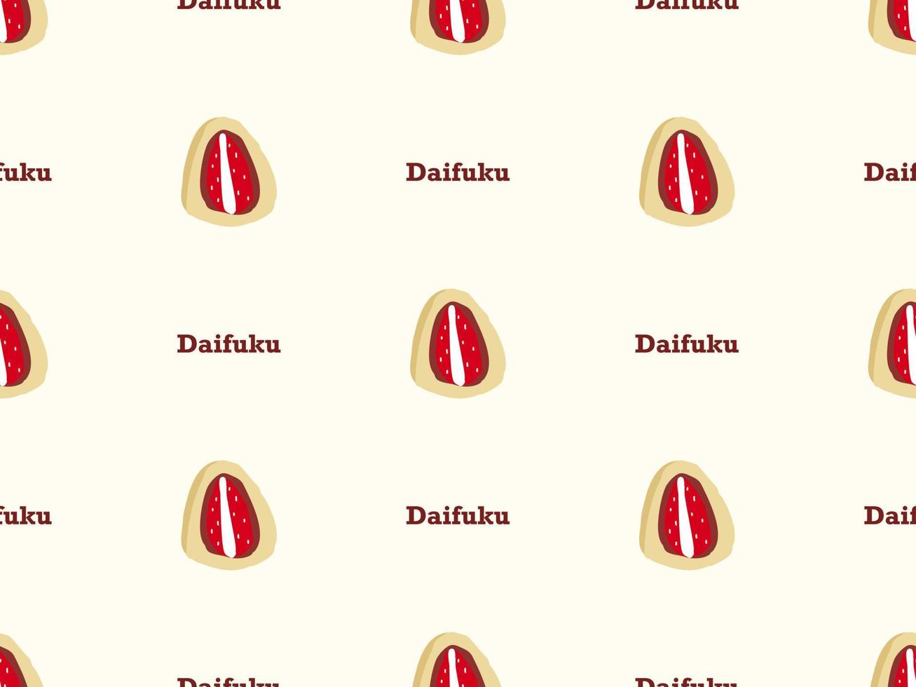 daifuku personaje de dibujos animados de patrones sin fisuras sobre fondo amarillo. vector