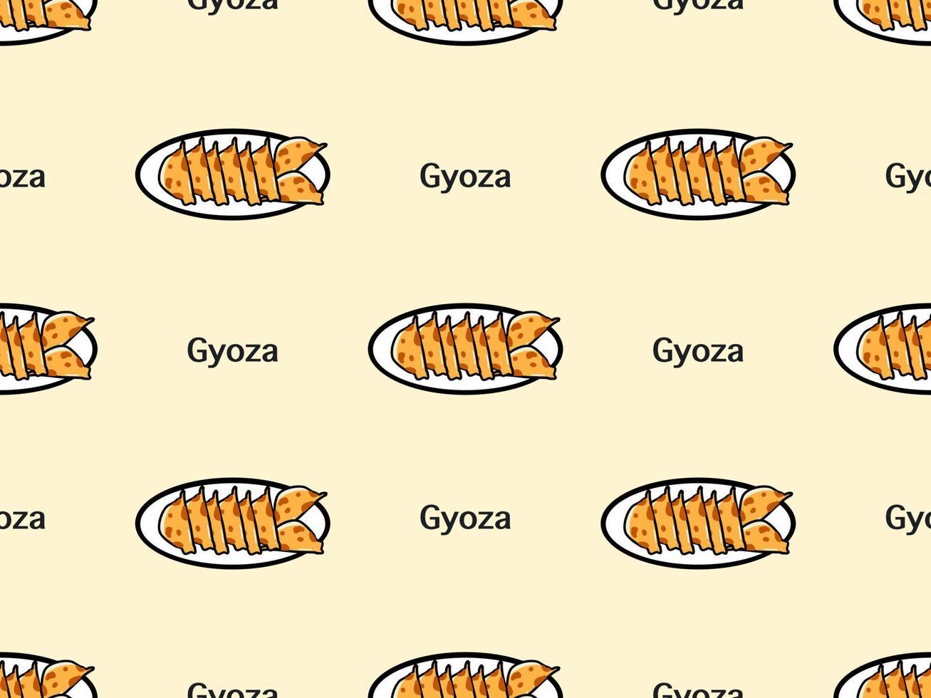 Gyoza cartoon character seamless pattern on yellow background. vector