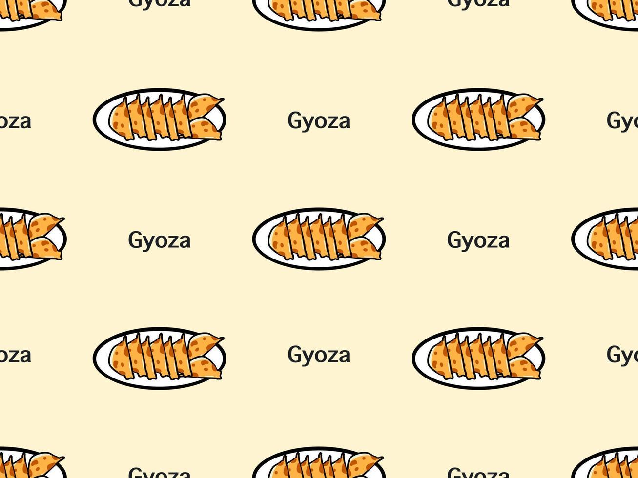 gyoza personaje de dibujos animados de patrones sin fisuras sobre fondo amarillo. vector