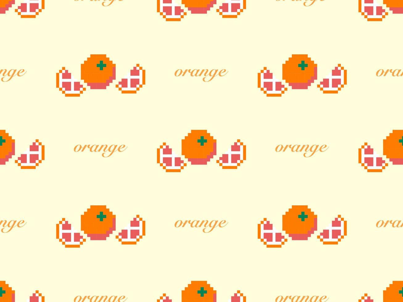 Orange cartoon character seamless pattern on yellow background. vector