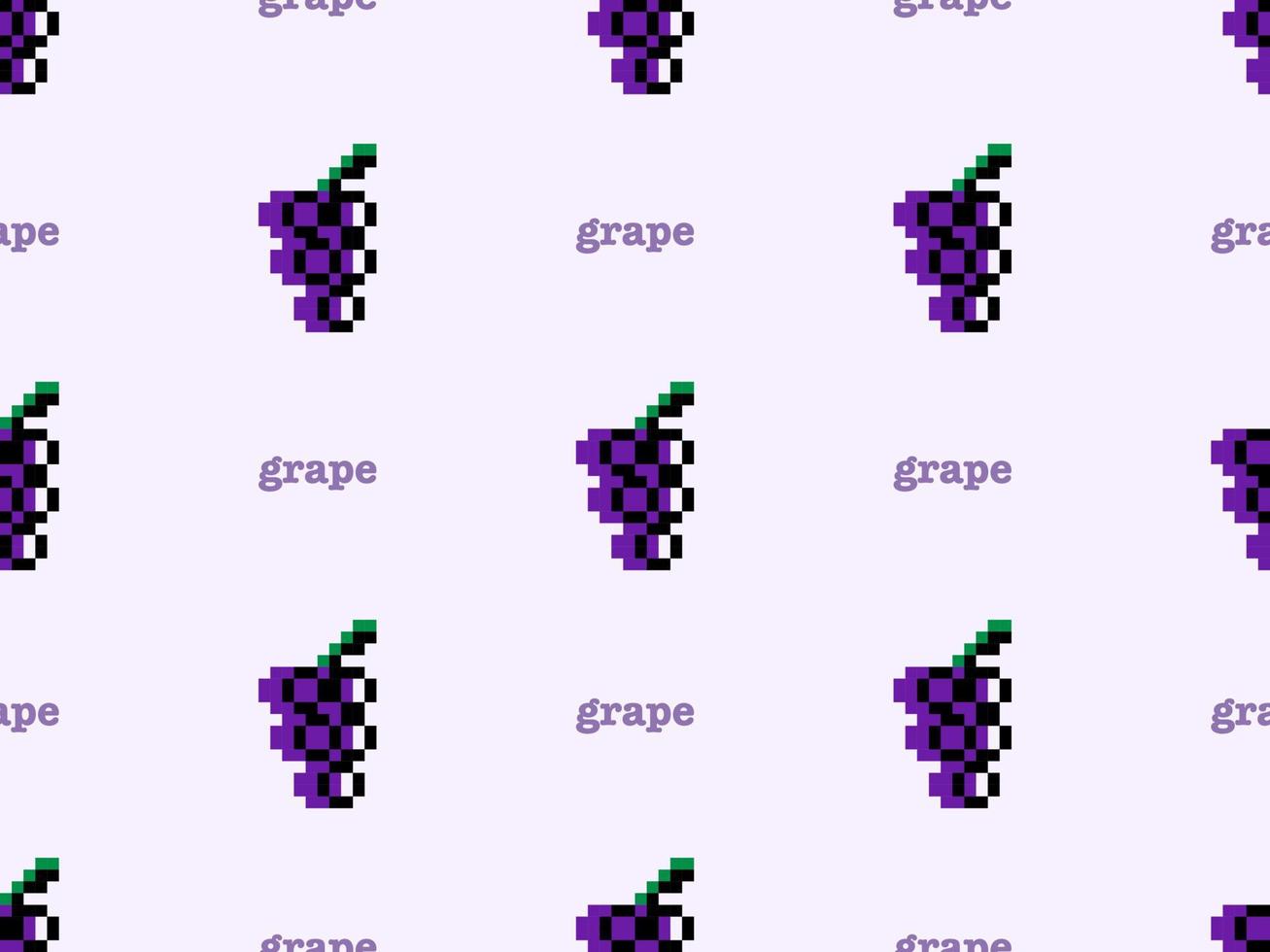 Grape cartoon character seamless pattern on purple background. vector