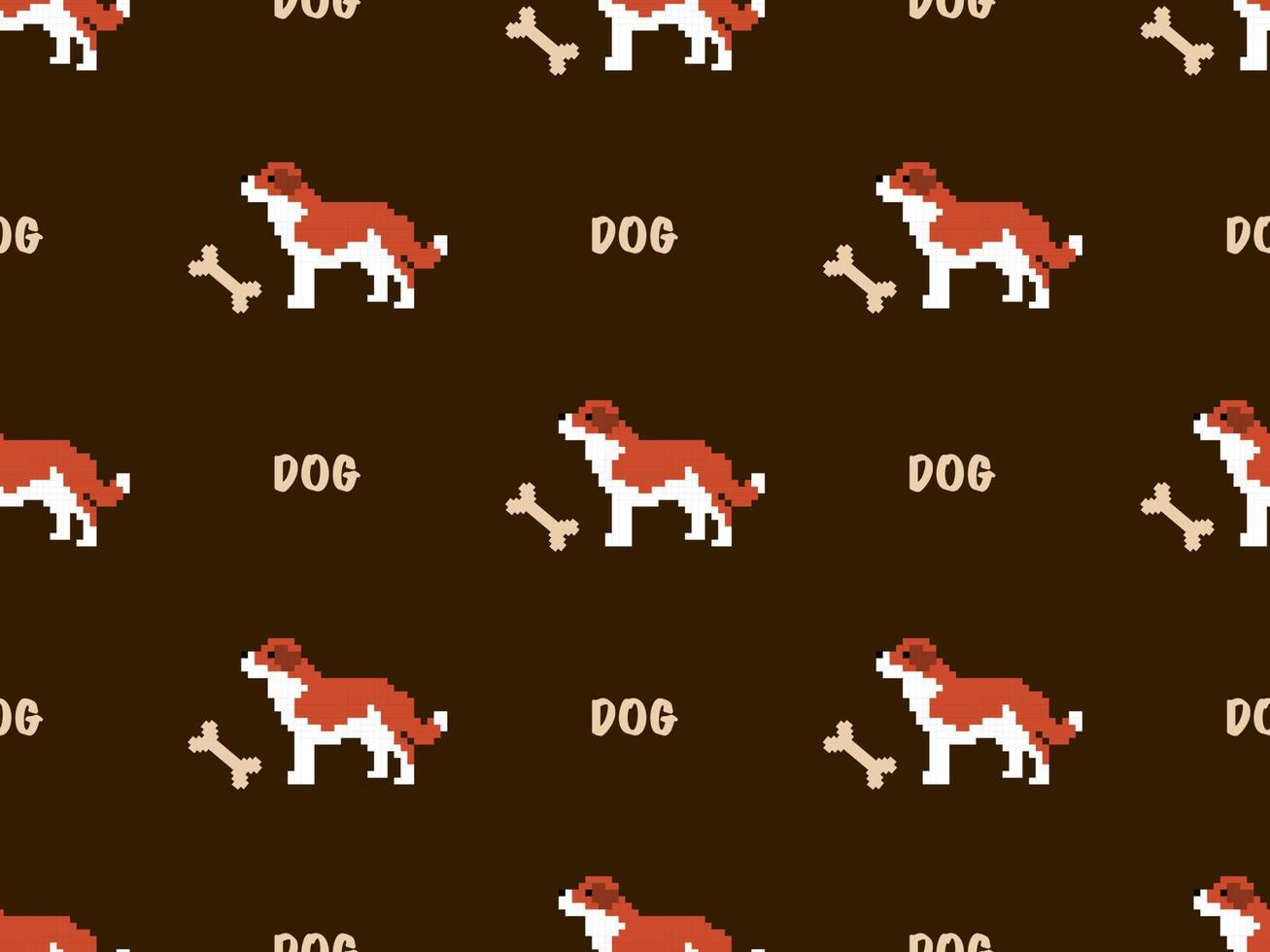 Dog cartoon character seamless pattern on orange background. vector
