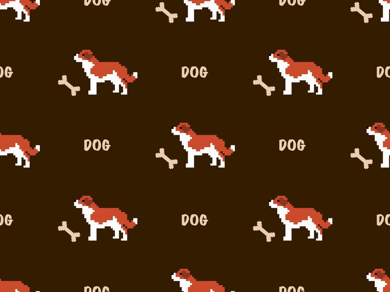 Dog cartoon character seamless pattern on orange background. vector