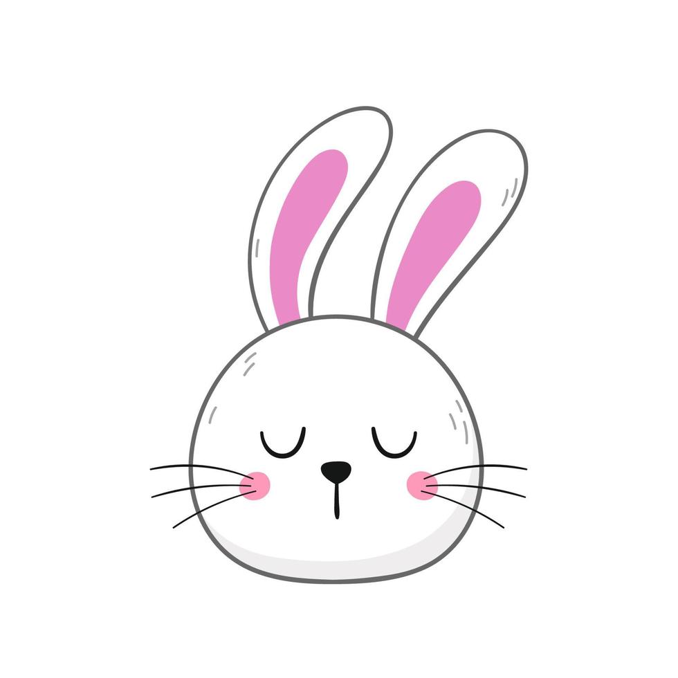 Cute rabbit face. Little bunny in cartoon style. Vector illustration.