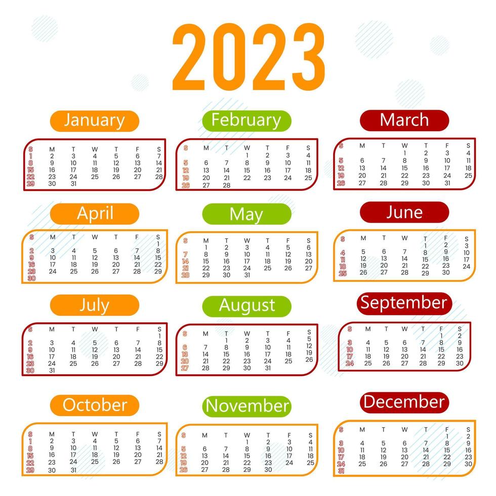 año nuevo calendario anual 2023 vector