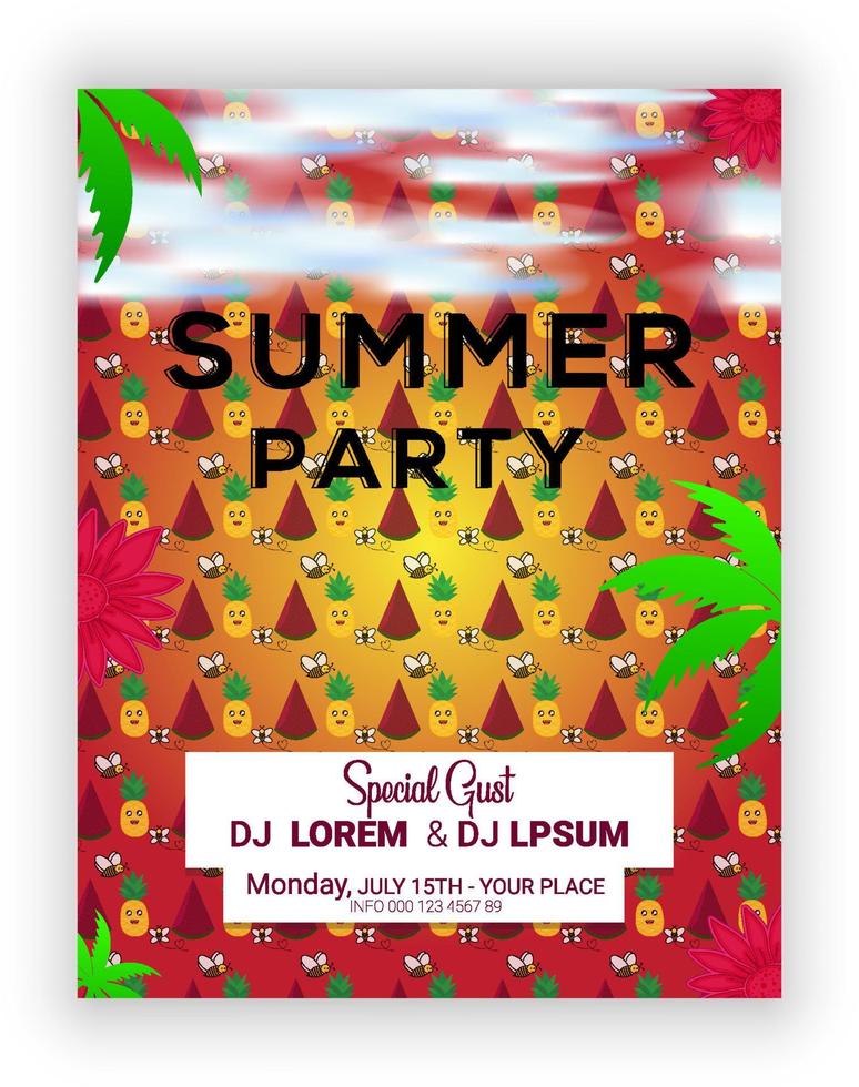 Summer Party Flyer Template vector