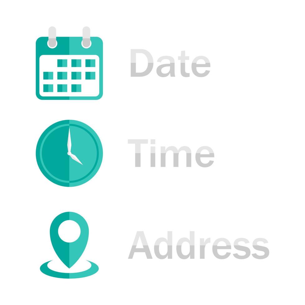 Date, Time, Address or Place Icons Symbol vector