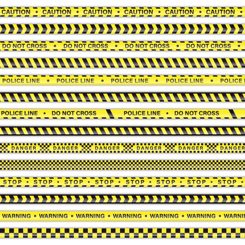 Police Line Yellow Tape. Caution, Do not Cross, Danger, Stop, Warning, Access Denied, Sanction, Banned vector