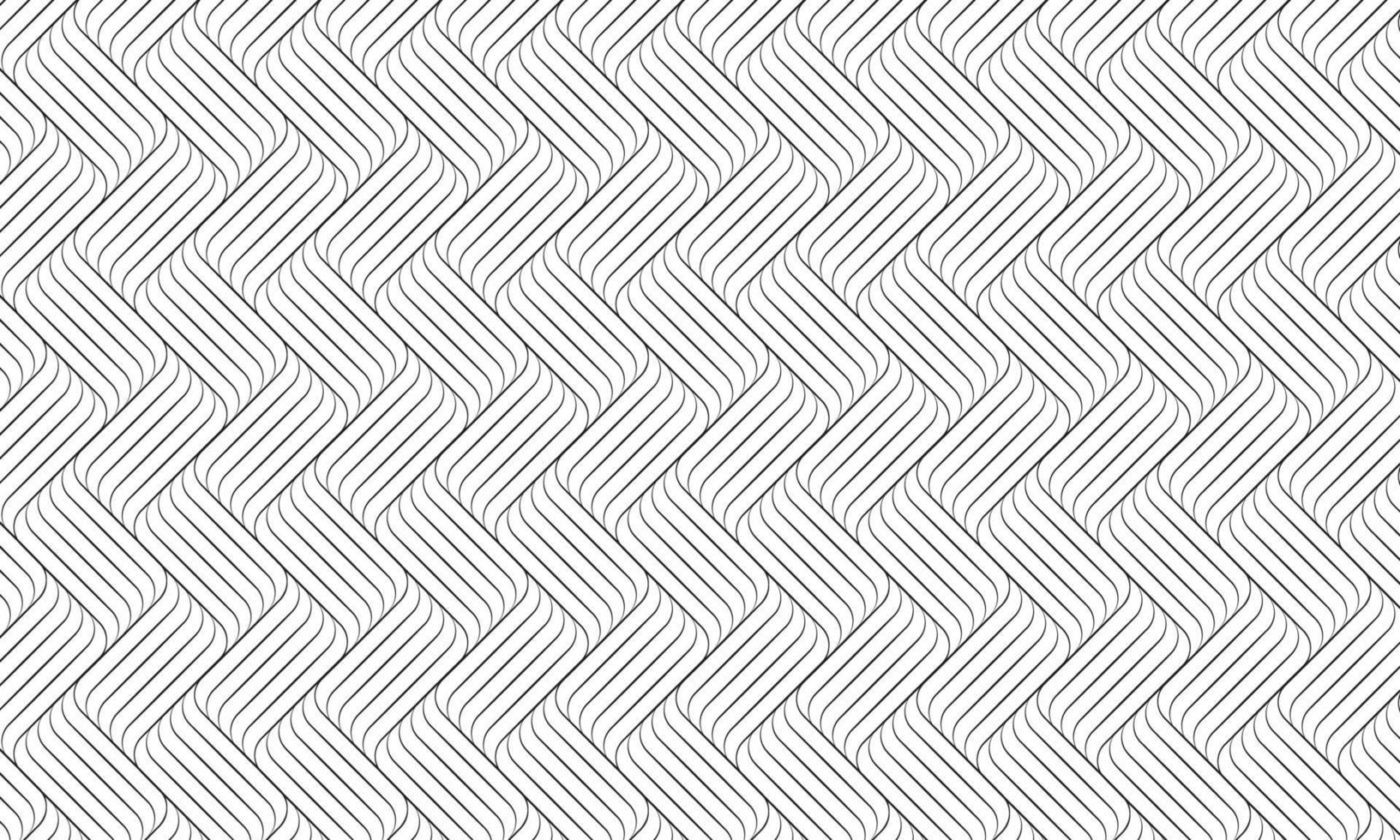 Linear waves pattern on white background, Abstract black line stripes vector