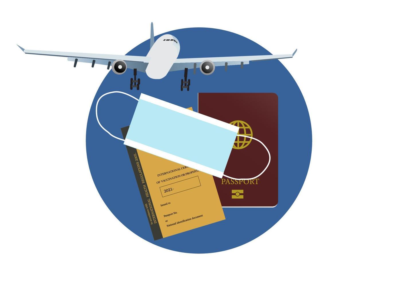 Concepts of reopening airplane travel in new normal and covid-19 pandemic. vector