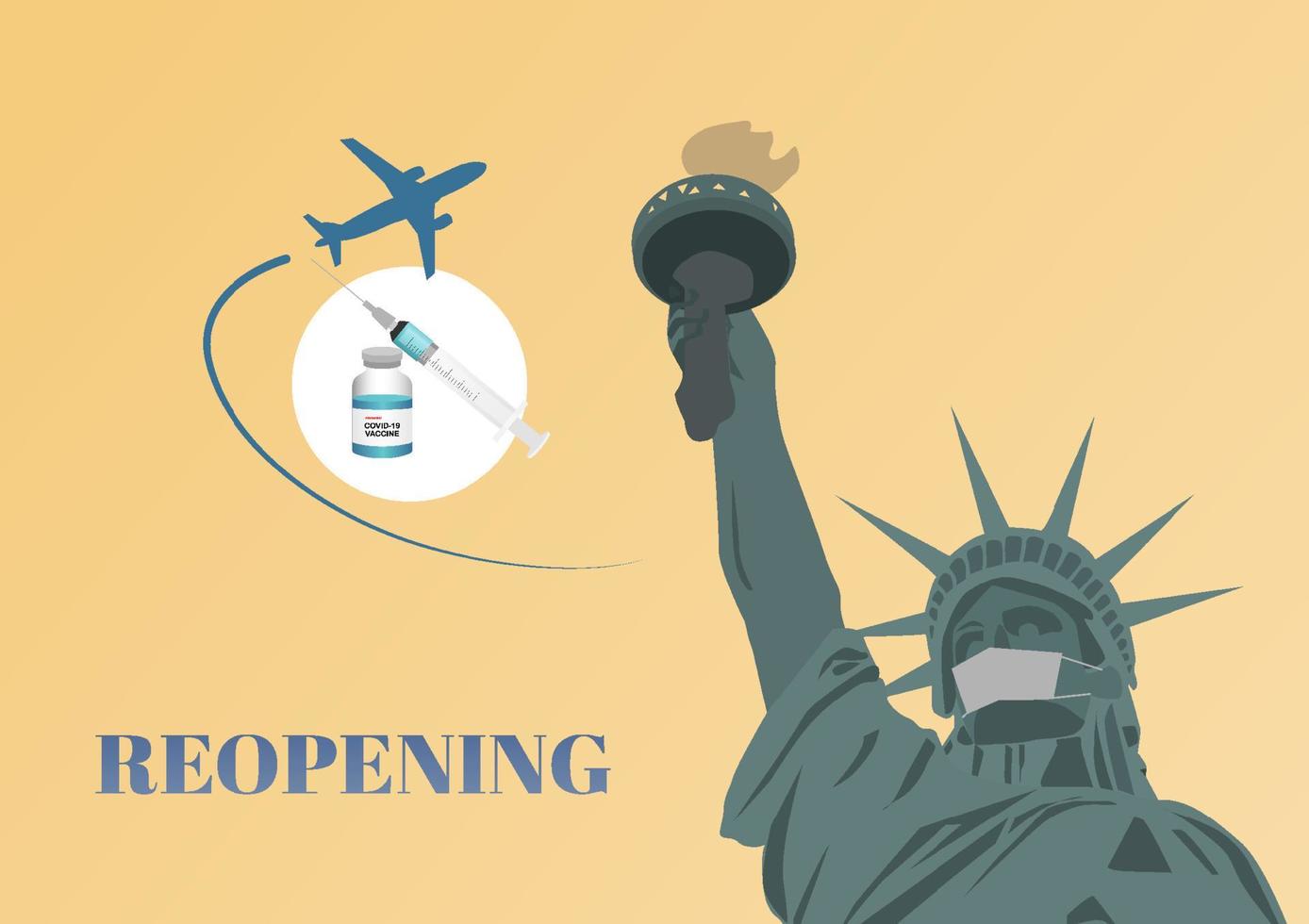 Concepts of reopening America after covid-19 vaccination vector