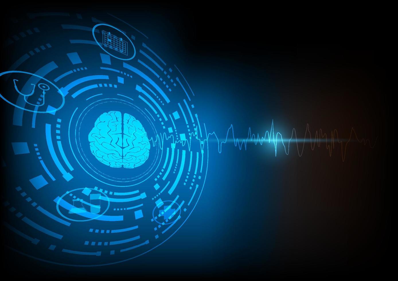 ilustración de convulsiones focales y cerebro humano sobre antecedentes tecnológicos vector