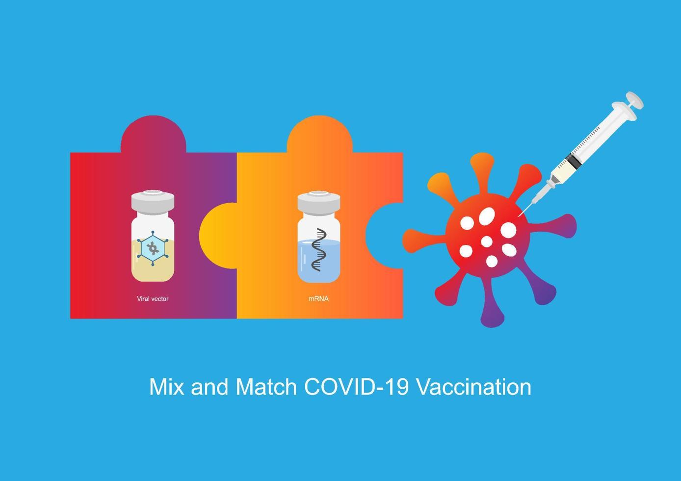 mezclar y combinar la vacunación covid-19. vector