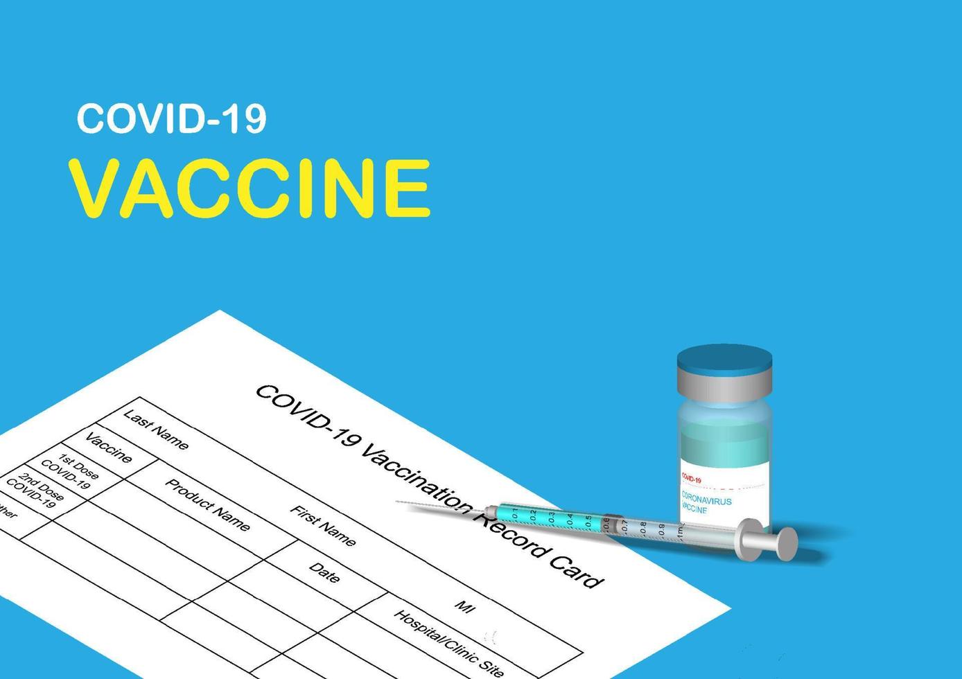 formulario de registro de vacunación y vacuna covid-19 vector