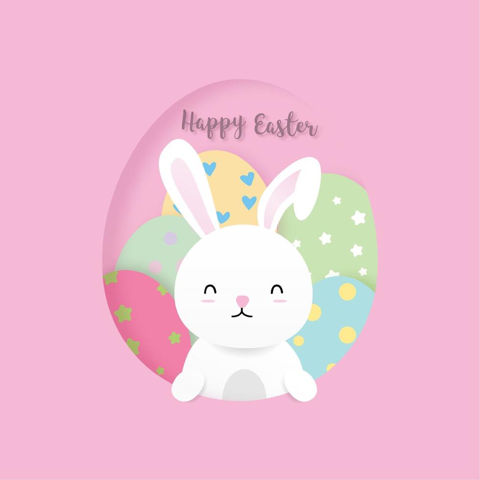 Happy easter. Cute bunny and easter eggs. vector