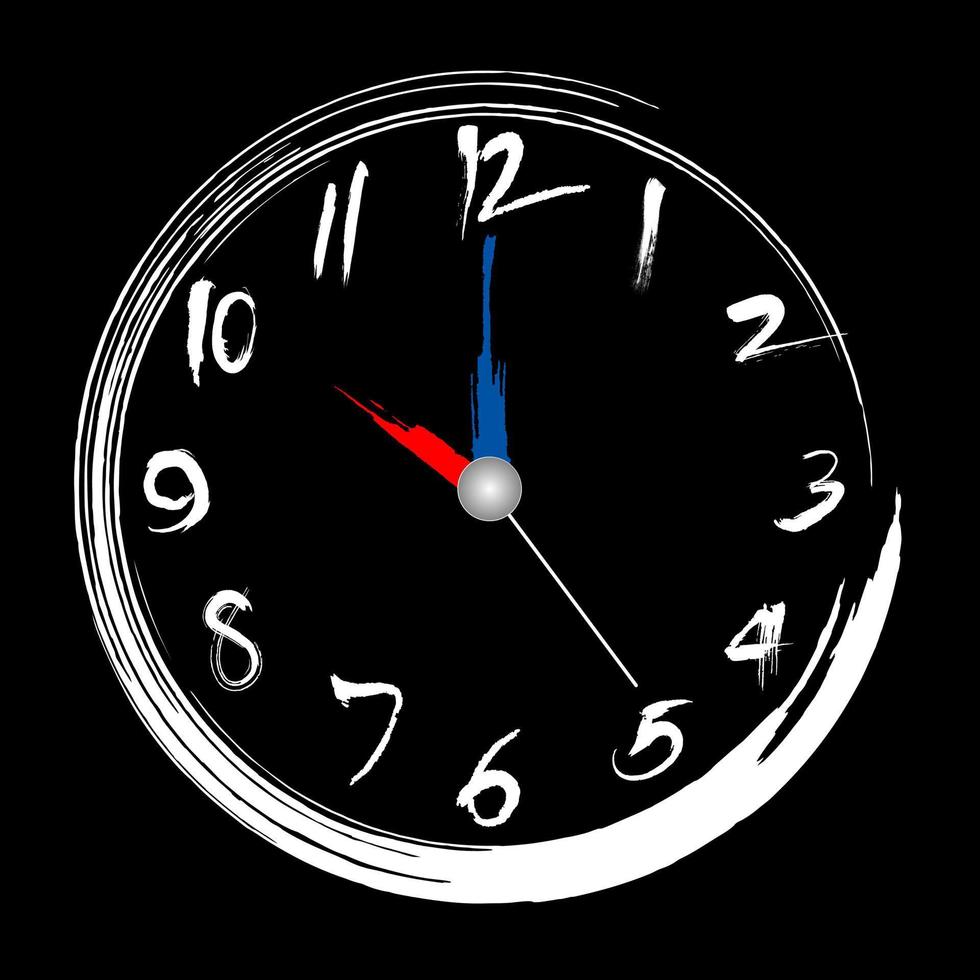 Brush stroke clock, 10 o'clock illustration painting brush design vector