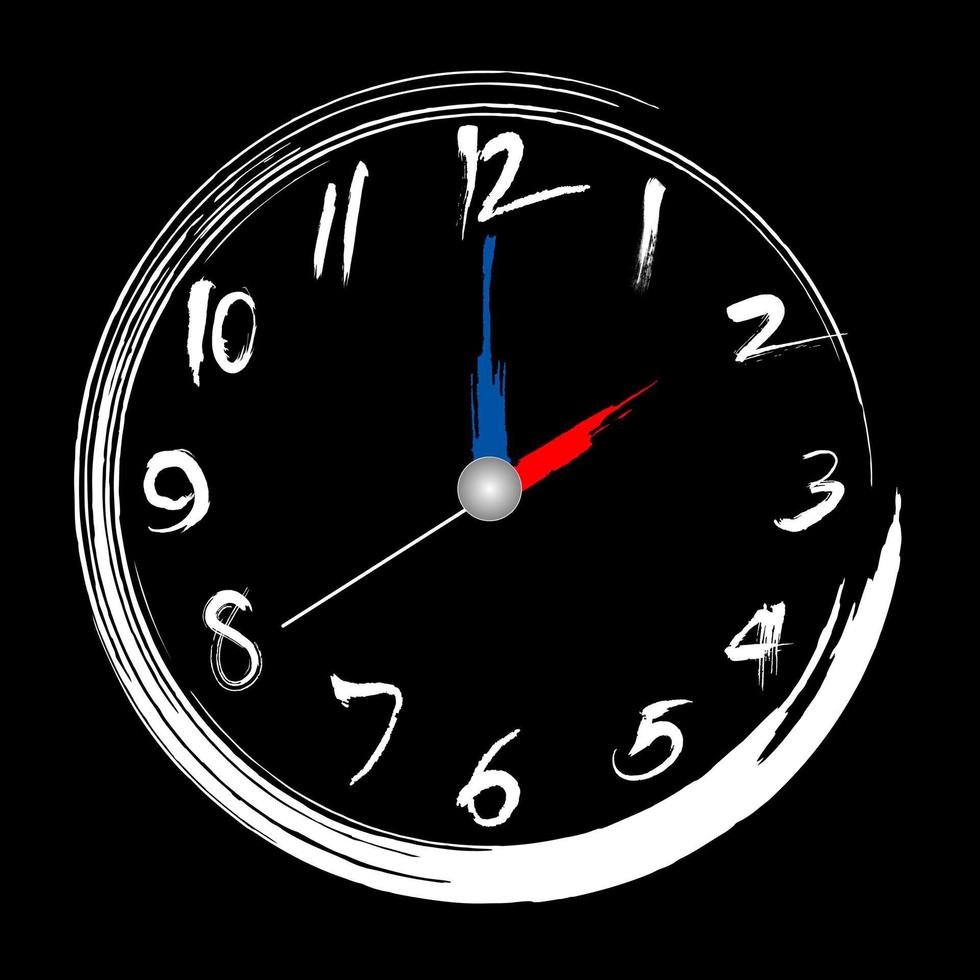 Brush stroke clock 2 o clock illustration painting brush design vector