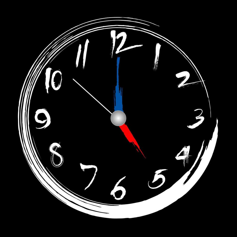 Brush stroke clock 5 o clock illustration painting brush design vector