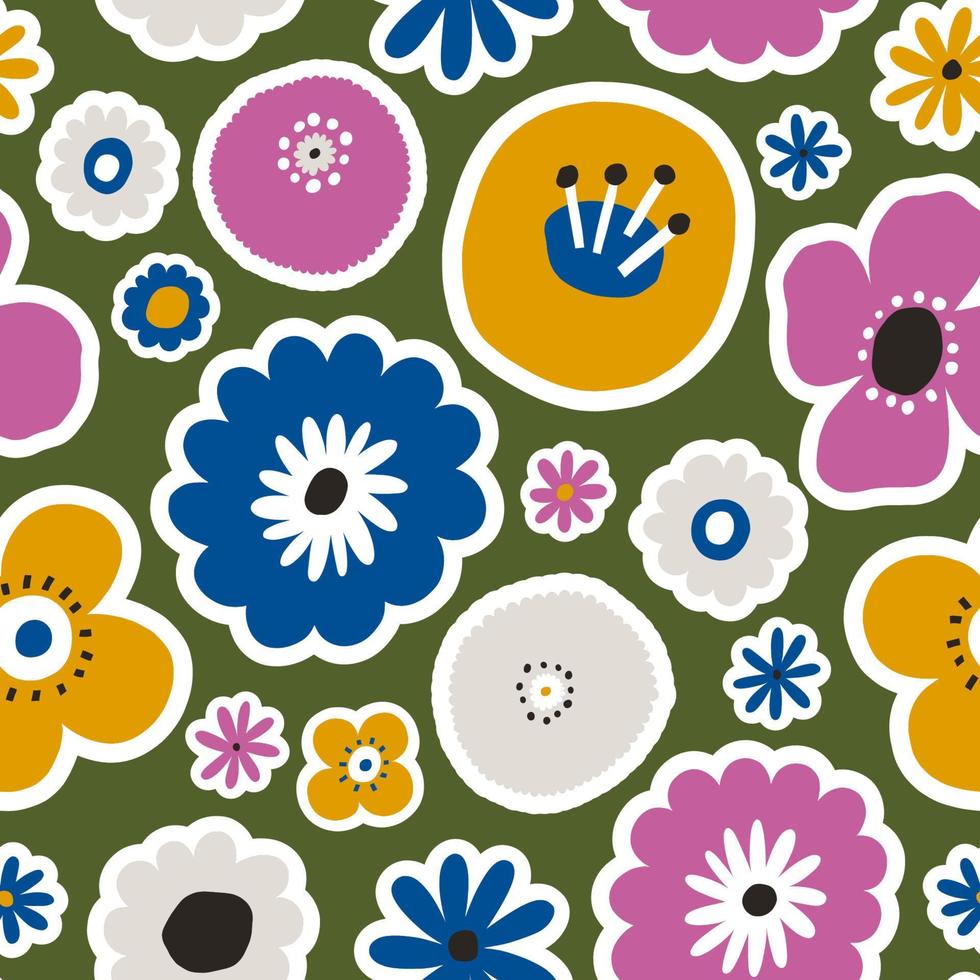 Beautiful Floral Vector Seamless Pattern. Botanical texture with different flowers