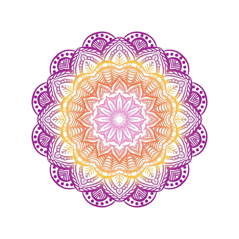 Fondo colorido mandala floral. arte de garabato dibujado a mano vectorial. flor decorativa con color degradado. página del libro para colorear. vector