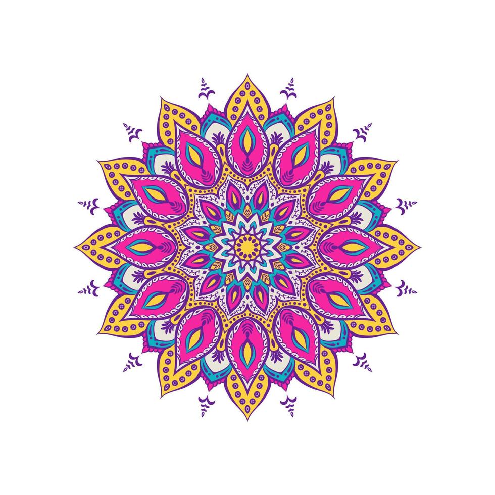 Fondo colorido mandala floral. arte de garabato dibujado a mano vectorial. flor decorativa página del libro para colorear. vector