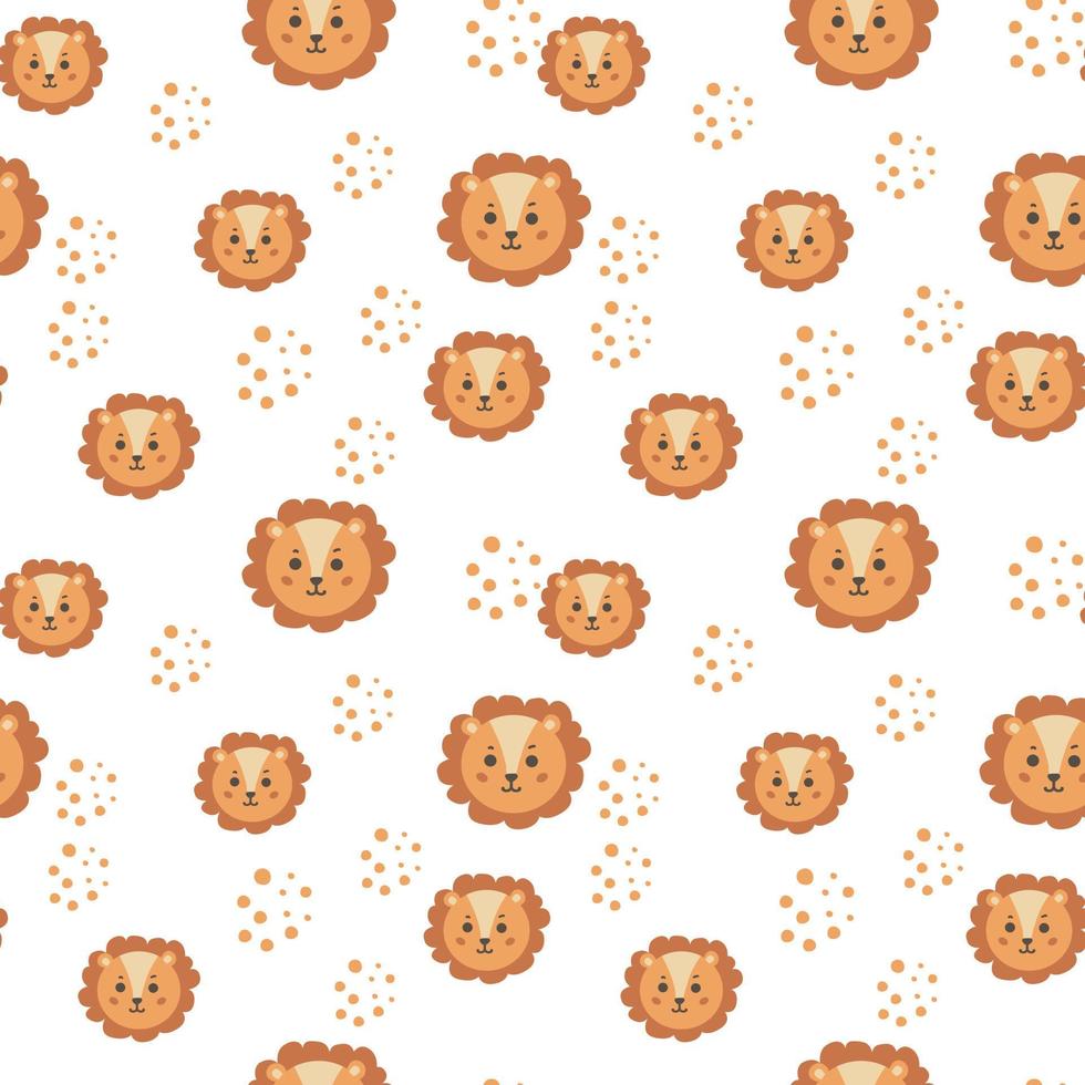 Cute children's seamless pattern with elements of boho, leo, rainbow, dots, in cartoon style. Editable vector illustration