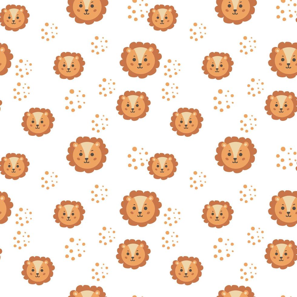 Cute children's seamless pattern with elements of boho, leo, rainbow, dots, in cartoon style. Editable vector illustration