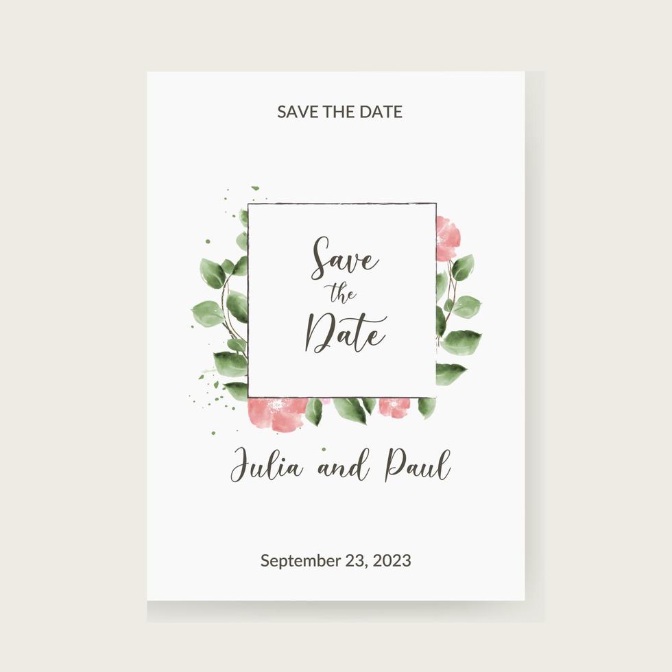 Vector invitation cards with watercolor flowers elements. Wedding collection.