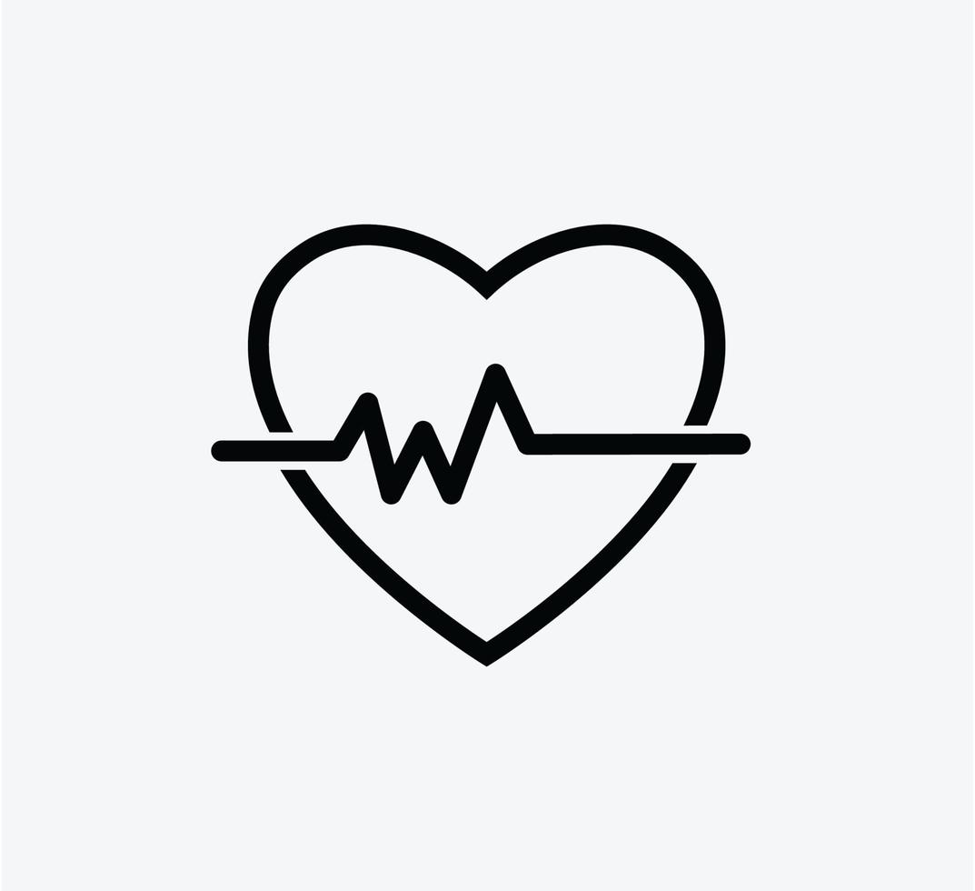 Heart and pulse icon vector logo design template