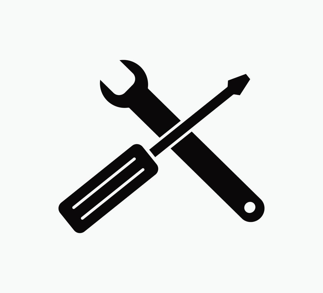 Screwdriver and wrench icon vector logo design template