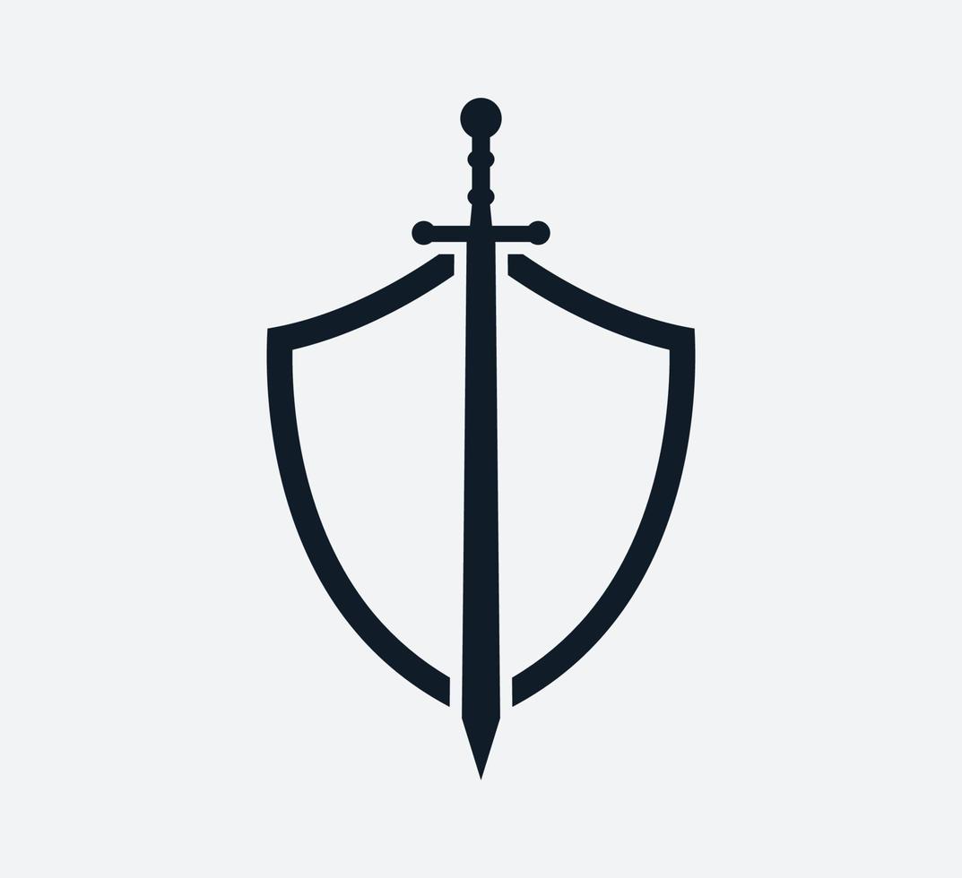 Shield and sword icon vector logo design template