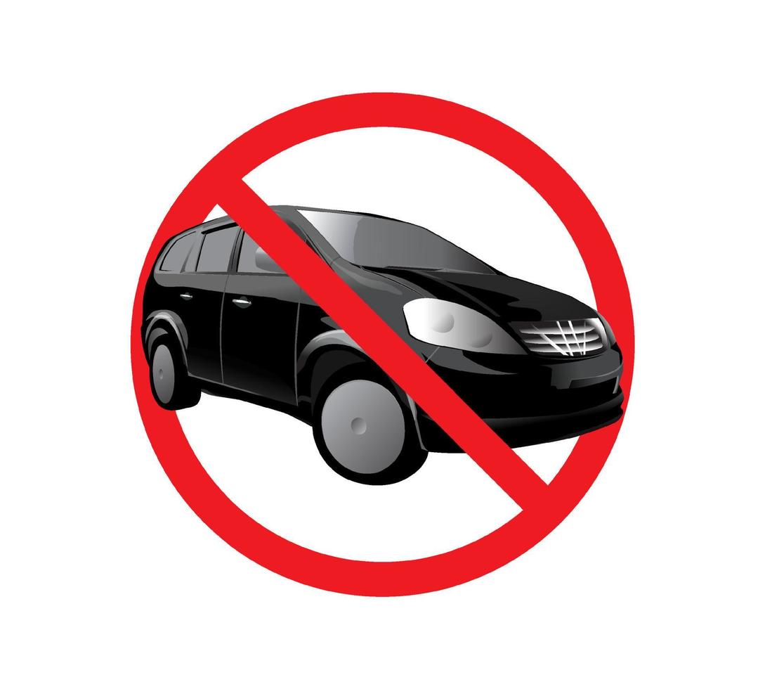 Circle Prohibited Sign For No Car. No Parking Sign. Vector illustration