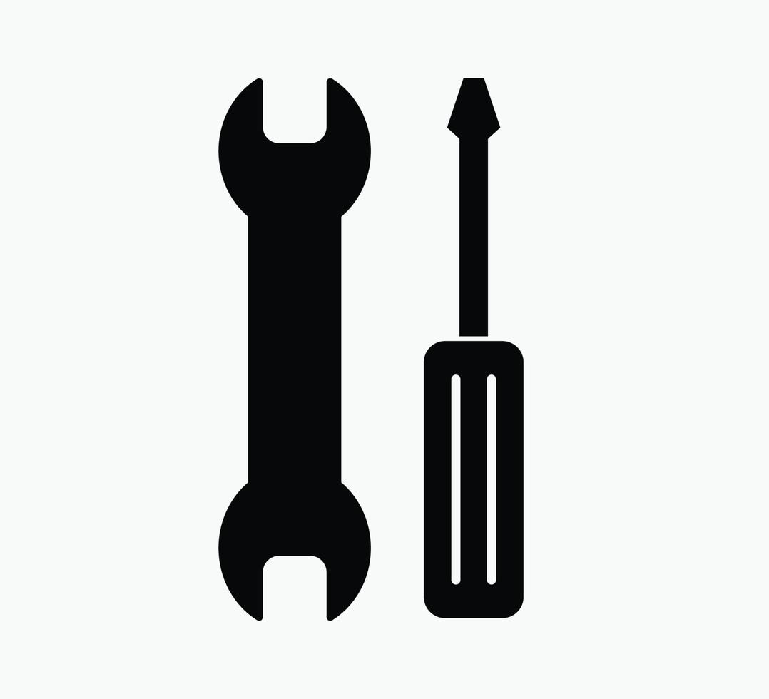 Screwdriver and wrench icon vector logo design template