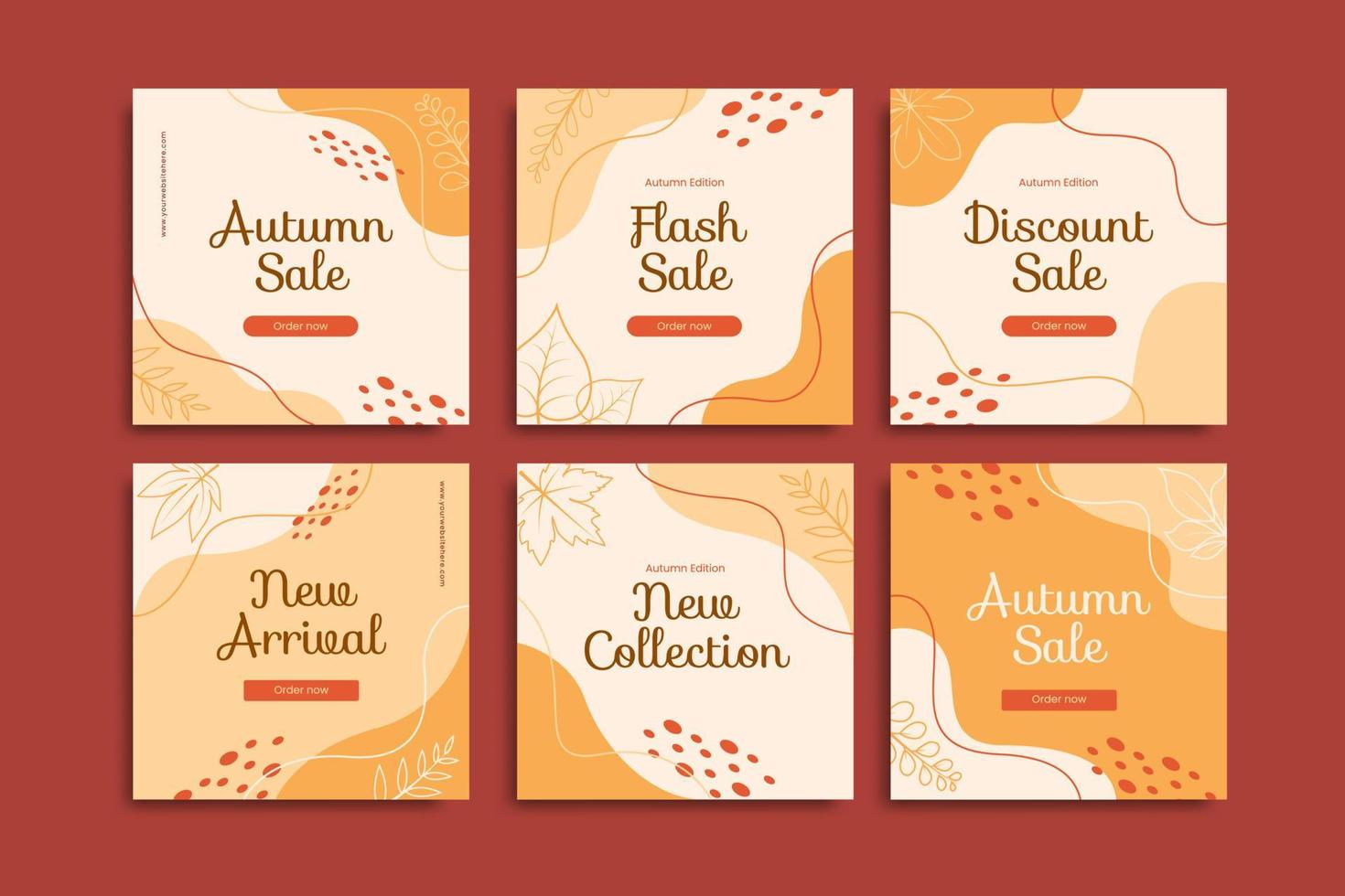 Autumn sale post template. Set of Editable creative template. vector