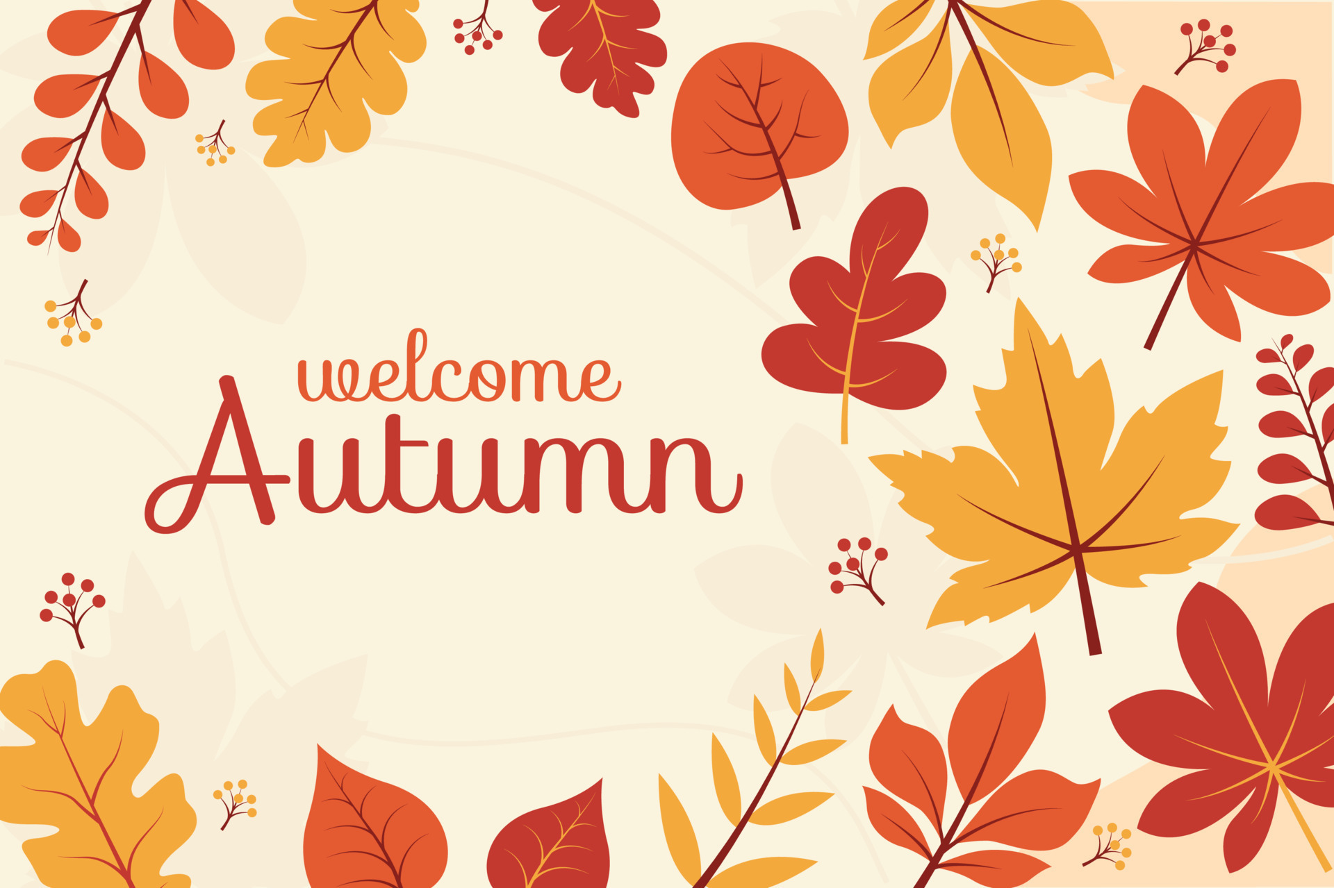 Flat Design Welcome Autumn Leaves Background. 7527275 Vector Art at Vecteezy
