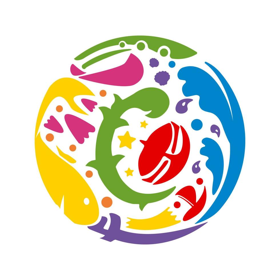 logotipo de doodle de icono de turismo en forma de círculo vector