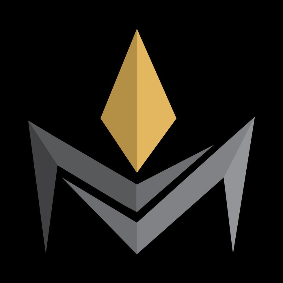 logotipo del juego de esport en forma de m y diamante vector