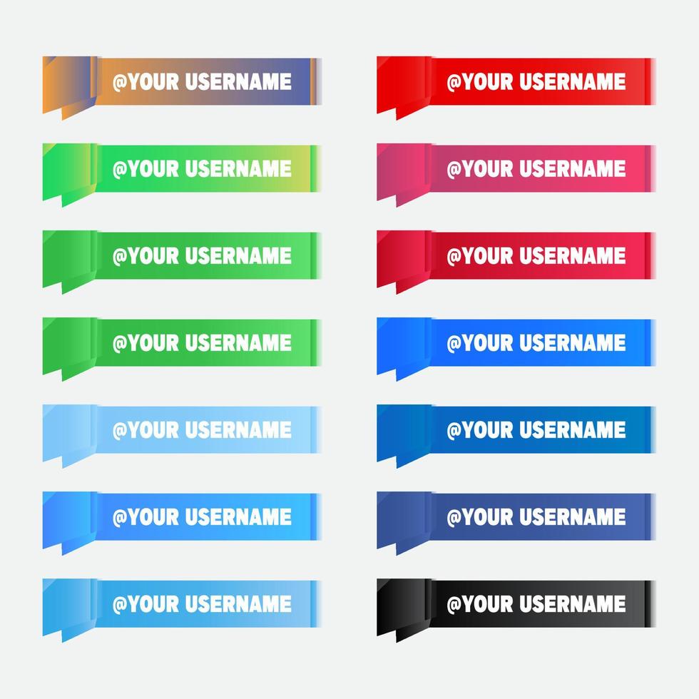 ribbon effect social media lower third template set vector