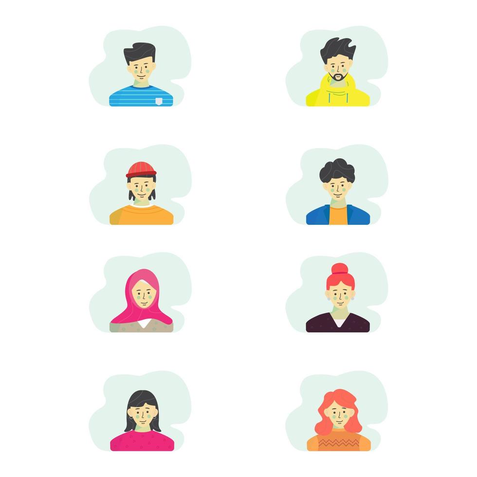 Bundle of various men and women characters with smiling expressions, suitable for illustration and animation vector