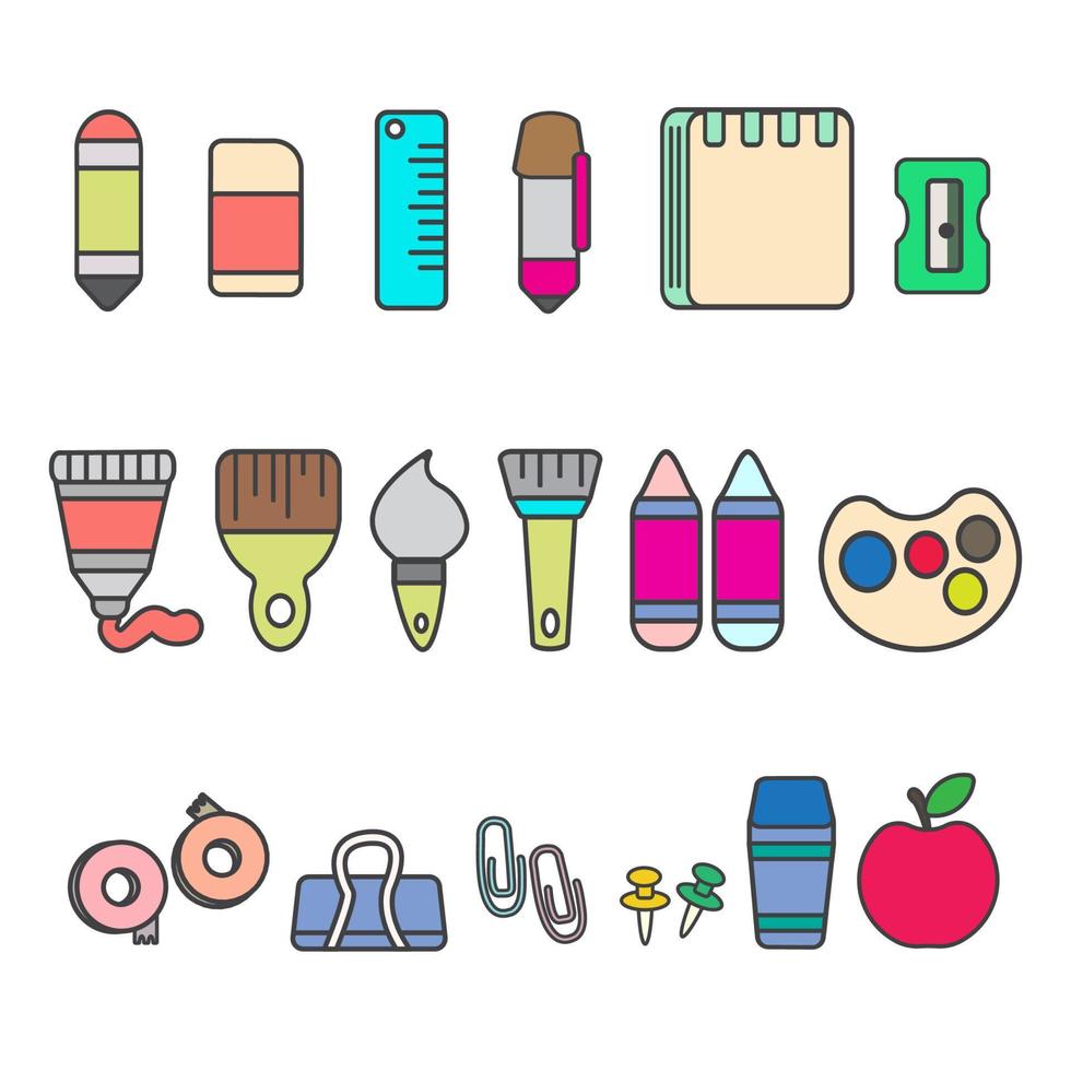 Vector bundle of various stationery and learning tools, perfect for illustration and animation