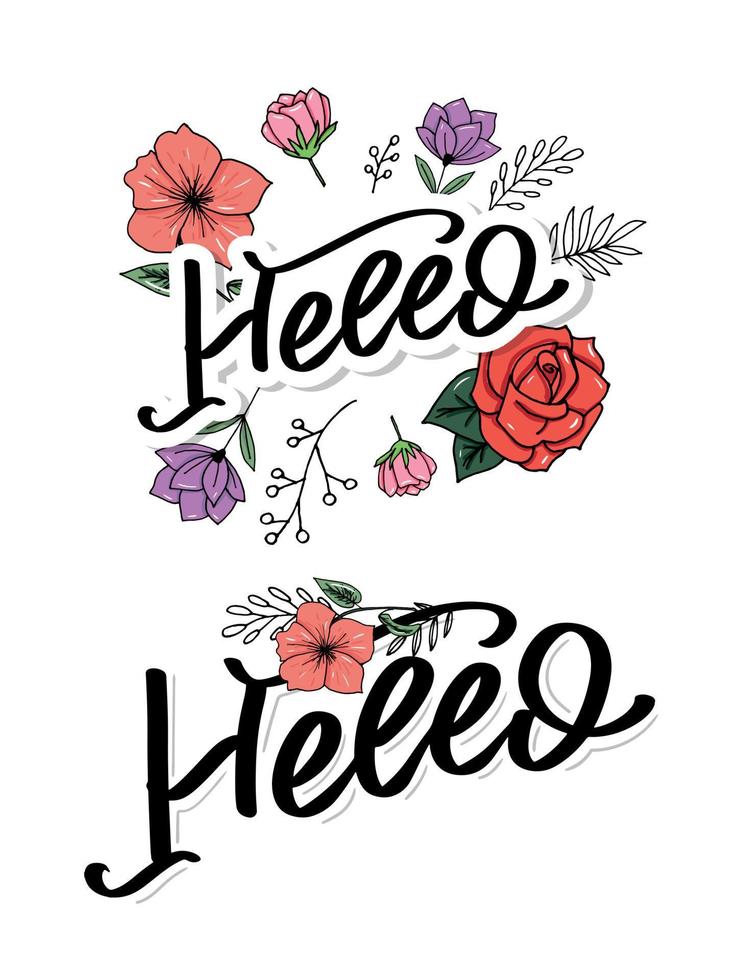 Hello in hand drawn style. Hello world. Lettering design concept. White background. Hand lettering typography. New year party. Hello quote message bubble. Hello symbol. vector