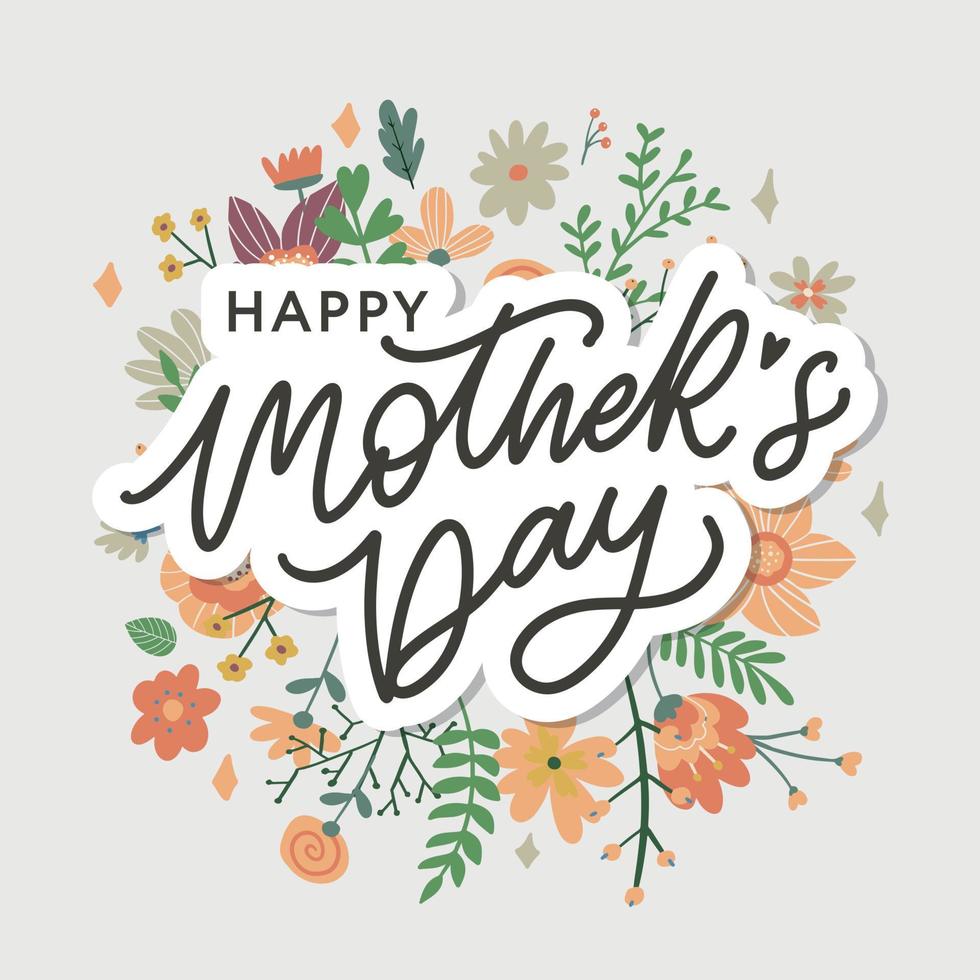 fondo de banner de tarjeta de felicitación de caligrafía de feliz día de la madre vector