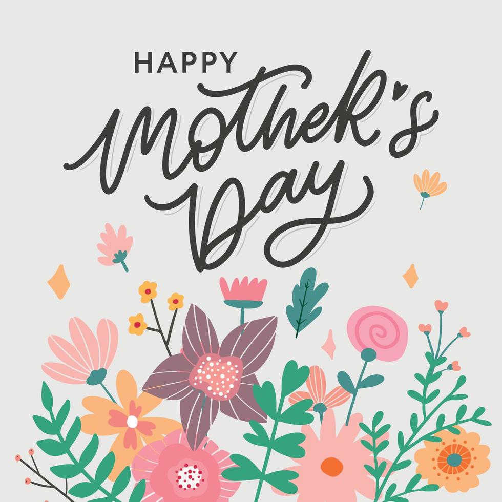fondo de banner de tarjeta de felicitación de caligrafía de feliz día de la madre vector