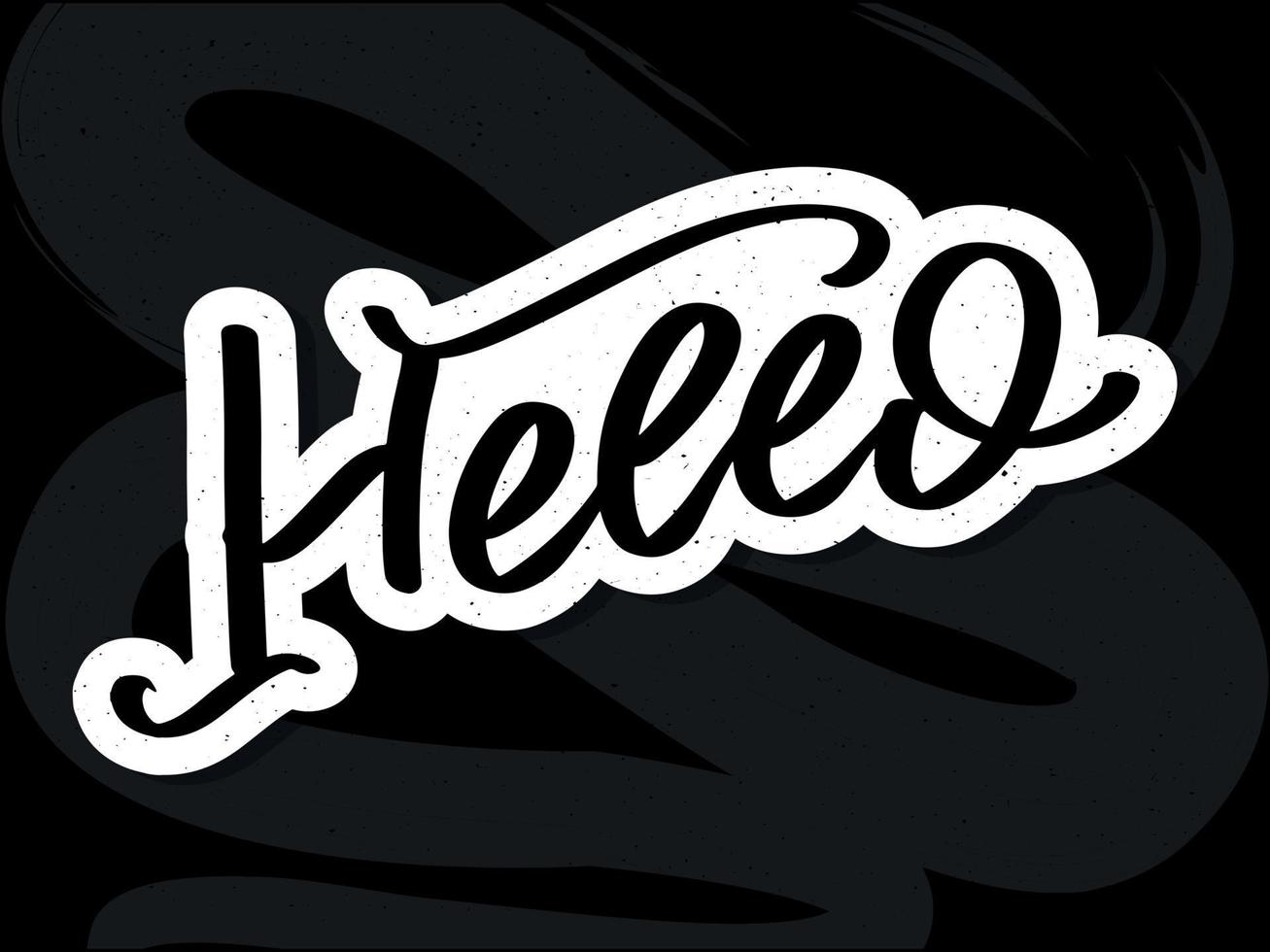 Hello in hand drawn style. Hello world. Lettering design concept. White background. Hand lettering typography. New year party. Hello quote message bubble. Hello symbol. vector